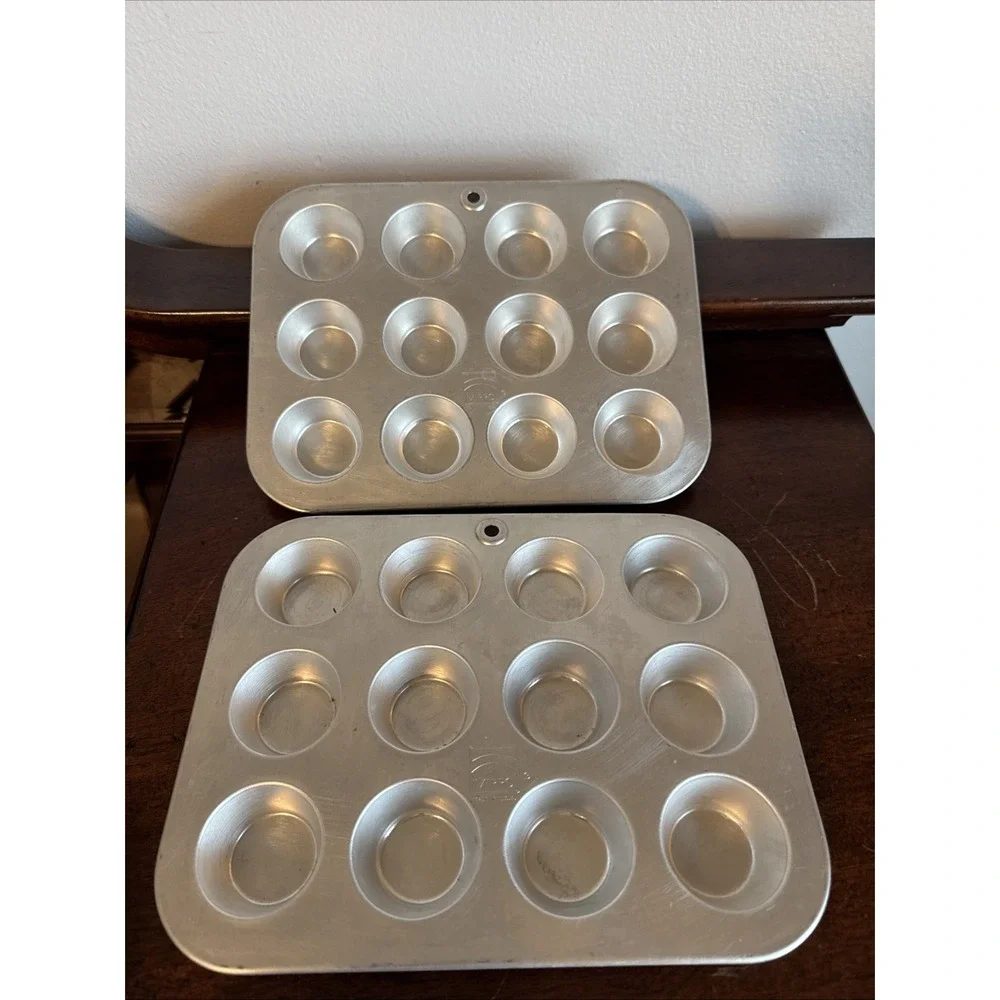 2 - Mirro Mini Cupcake/Muffin Pan - 12 Aluminum cups 9.75